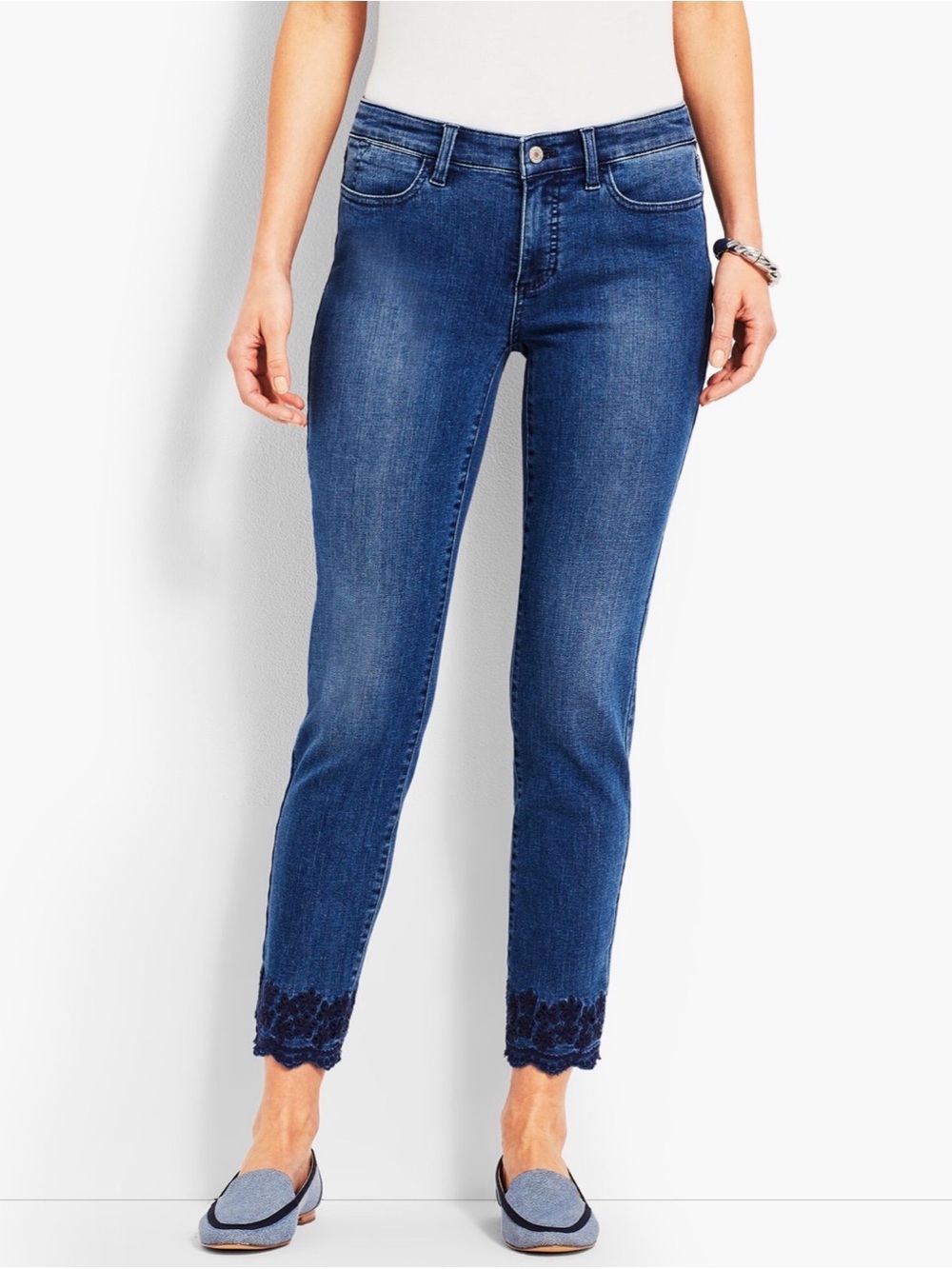 Talbots Flawless Scallop-Hem Denim Slim Ankle Taylor Wash (14)
